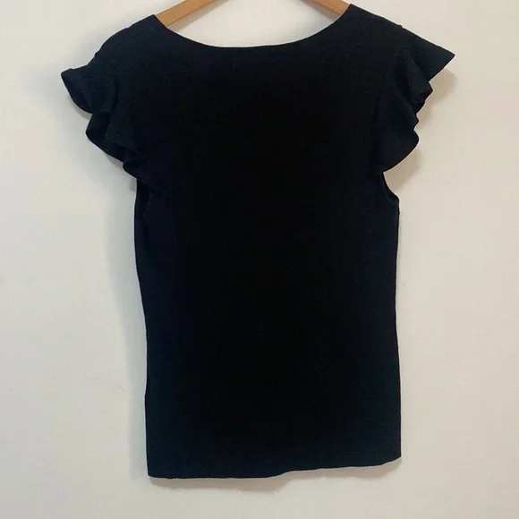 Portmans - Black Frill Sleeved Top - Size Large - Picture 4 of 6